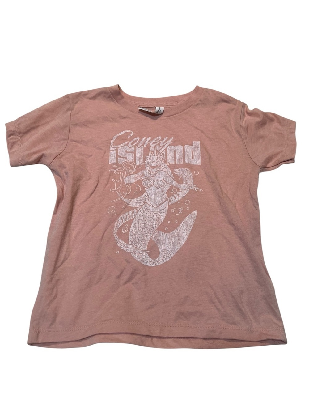 Bella Canvas Kids Girls Sz 5T TShirt Light Pink Peach White Coney Island Mermaid